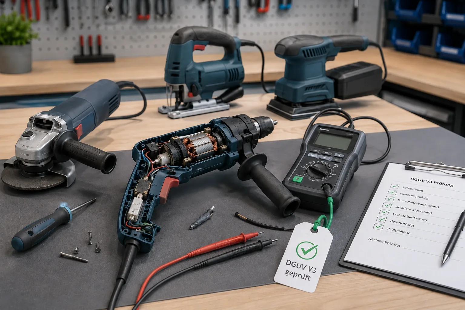 Elektrowerkzeug für Reparatur und DGUV-V3-Prüfung